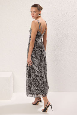 TRENDYOLMILLA Cok Renkli Desenli A-Kesim Ask?l? Midi Astarl? Dokuma Elbise TWOSS23EL00989  фото 2