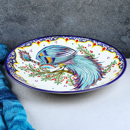 Ляган узбекский Риштанская Керамика «Жар-птица», d=42 см, МИКС
