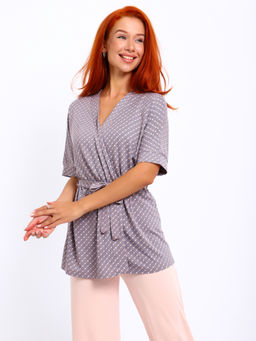 Пижама с халатом МИШЕЛЬ-1: брюки, топ, халат (персик № 20/3) - Ивановская трикотажная компания фото 4