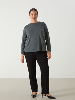 Bisiklet Yaka Desenli Kad?n Bluz