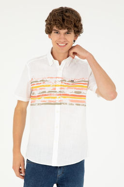 Мужская рубашка цвета хаки с коротким рукавом Неожиданная скидка в корзине