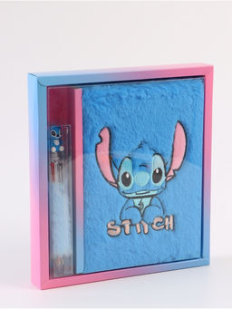 Блокнот пушистый и ручка многоцветная «Стич», голубой