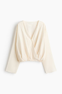 Blusa cruzada en mezcla de lino
