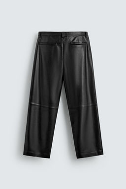 RELAXED FIT LEATHER EFFECT TROUSERS - Zara фото 18