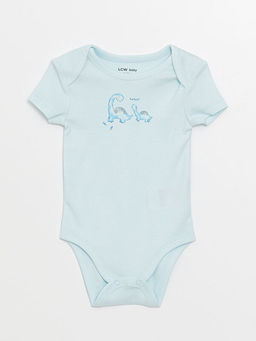 Bisiklet Yaka K?sa Kollu Bask?l? Erkek Bebek ??t??tl? Body