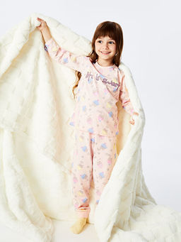 Bisiklet Yaka Bask?l? K?z ?ocuk Pijama Tak?m?