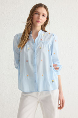 TRENDYOLMILLA Ekru Nak?s Detayl? Regular Normal Kal?p Dokuma Gomlek TWOSS23GO00152 фото 9