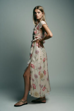 FLORAL PRINT CUT-OUT MIDI DRESS - Zara фото 5