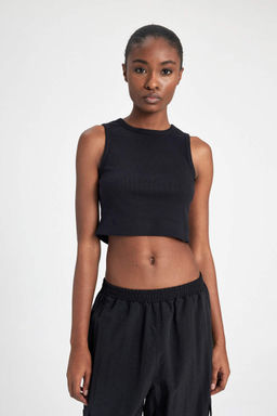 DeFactoFit Slim Fit Спортивная рубашка в рубчик с круглым вырезом