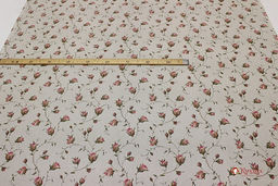 Бязь Зайцевские розочки на серо-бежевом (розовые бутоны), СОРТ2, ш.1.5м, хлопок-100%, 120гр/м.кв - Купава фото 2