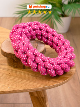 Игрушка для собак из каната кольцо плетеное, хлопок, 18см в ассортименте PS25373