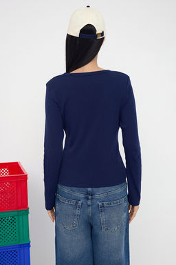 Teen Pembe Dugmeli Vucuda Oturan Esnek Orme Bluz | TWOAW26BZ00007 - Trendyolmilla фото 10