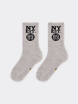 Цена за 5 пар! Носки детские серые с рисунком в виде надписи - Mark formelle фото 3