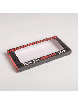 Цена за 5 шт. Коробка для шоколада, кондитерская упаковка, «23 февраля», с окном, 17.3×8.8×1.5 см