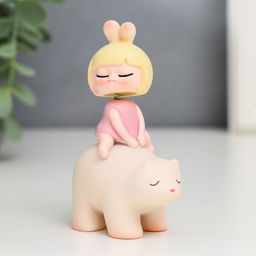 Сувенир полистоун "Малышка на медведе" пружинка 8х3х5,5 см