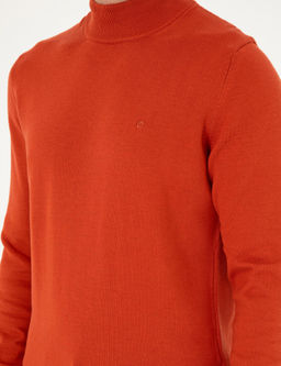 Turuncu Slim Fit Yar_m Bal_k__ Yaka Basic Triko Kazak - Pierre cardin фото 7