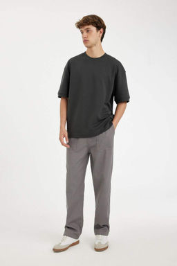 Широкие прямые брюки из габардина - Defacto фото 3