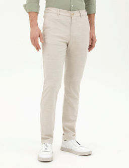 Bej Slim Fit Kanvas Pantolon