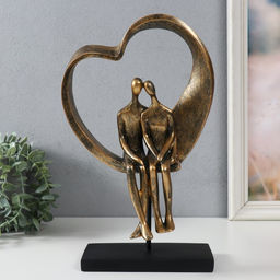 Фигурка полистоун Двое в сердечке, под металл, 19.4?10.4?31.5 см