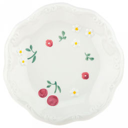 "Безе" "Черника" Тарелка глубокая фарфоровая д220мм h34мм, 500мл, фигурная, цветной декор, с ободком (Китай)