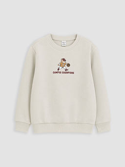 Bisiklet Yaka Bask?l? 2li Erkek ?ocuk Kal?n Sweatshirt