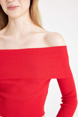 Cool Slim Fit свитер с открытыми плечами - Defacto фото 5