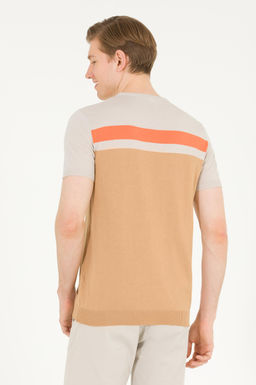 U. S. Polo Assn Мужской вязаный свитер светло-коричневого цвета с круглым вырезом - U.s. polo assn фото 5