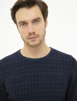 Lacivert Slim Fit Bisiklet Yaka Triko Kazak - Cacharel фото 2