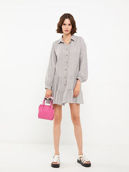 D?z Uzun Kollu Kad?n G?mlek Elbise