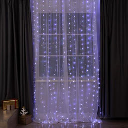 Гирлянда Занавес 2?3 м роса, IP20, серебристая нить, 450 LED, свечение белое, 8 режимов, 220 В