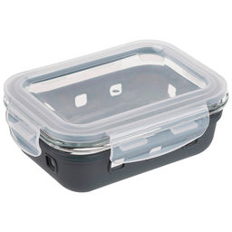 Контейнер MASSIMO, 370 мл, из жаропр.стекла с крышкой с защёлками в силиконовой подст. арт.108338 /Mallony/