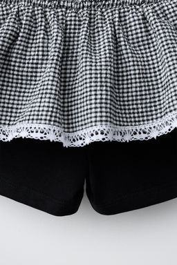 FALDA CUADRO VICHY PUNTILLA / Blanco / Negro - Zara фото 6