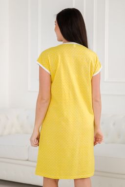 Ночная сорочка из кулирки Социал спущенное плечо горошек нежно-желтый - Амадэль фото 3