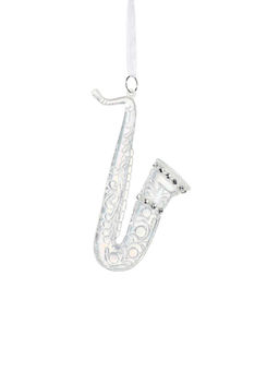 Цена за 2 шт. Ёлочная игрушка Зимнее волшебство. Саксофон, 124 см, прозрачный перелив  фото 8