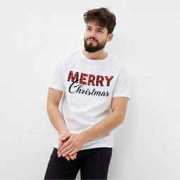 Футболка мужская KAFTAN Merry Christmas, размер 54, хлопок 100%, белая
