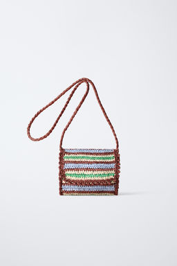 RAFFIA-EFFECT CROSSBODY BAG