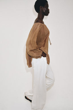 BLUSA CON LINO ZW COLLECTION / Toffe - Zara фото 4