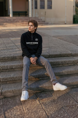 Толстовка мужская с зип-воротником "Saint Petersburg" черный