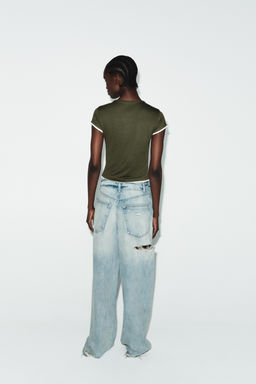 CONTRAST TRIM T-SHIRT - Zara фото 3