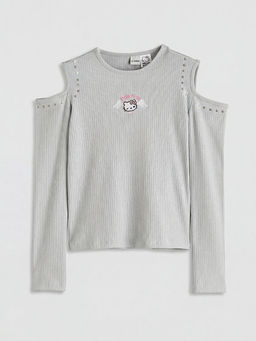Bisiklet Yaka Hello Kitty Nak??l? K?z ?ocuk Sweatshirt