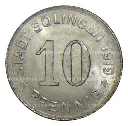 Монета 10 пфеннигов 1919 года Германия  Нотгельд Золинген