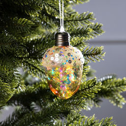 Ёлочный шар Жёлудь жёлтый, 12х7 см, 4 LED, от батареек, свечение тёплое белое - Luazon lighting фото 3