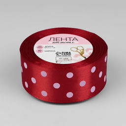 Лента атласная «Горошек», 40 мм, 23±1 м, красная №026