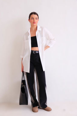 Рубашка удлинённая в стиле оверсайз с разрезами по бокам - Martichelli фото 9