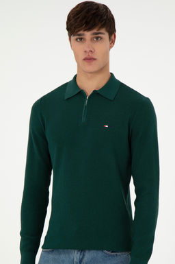Erkek Regular Fit Yar_m Fermuarl_ Koyu Ye_il Basic Kazak - U.s. polo assn фото 3
