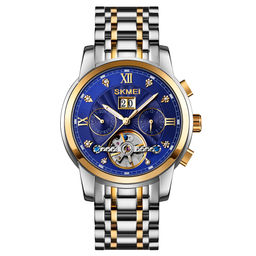Часы наручные Skmei мужские механические с автоподзаводом M029gold-silver-blue