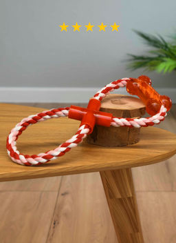 Игрушка для собак из каната, восьмерка с косточкой, 28 см., цвет в ассортименте PS058