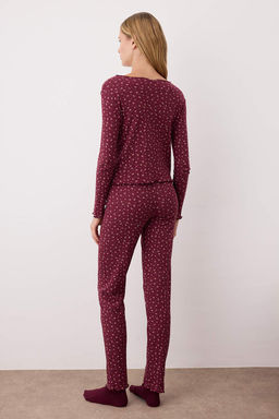 Pembe %100 Pamuklu Cicekli Kurdele/Fiyonklu Fitilli/Pointel Orme Pijama Tak?m? THMAW26PT00070 - Trendyolmilla фото 8