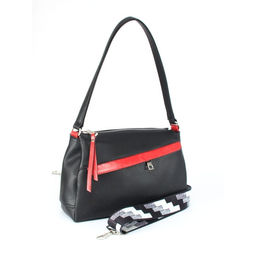 Сумка женская искусственная кожа ADEL-201/2в, 3отд, плеч/рем-стропа, черный/красный флотер 258607