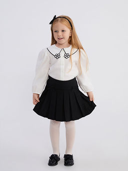 Beli Lastikli Basic K?z ?ocuk Pileli Etek